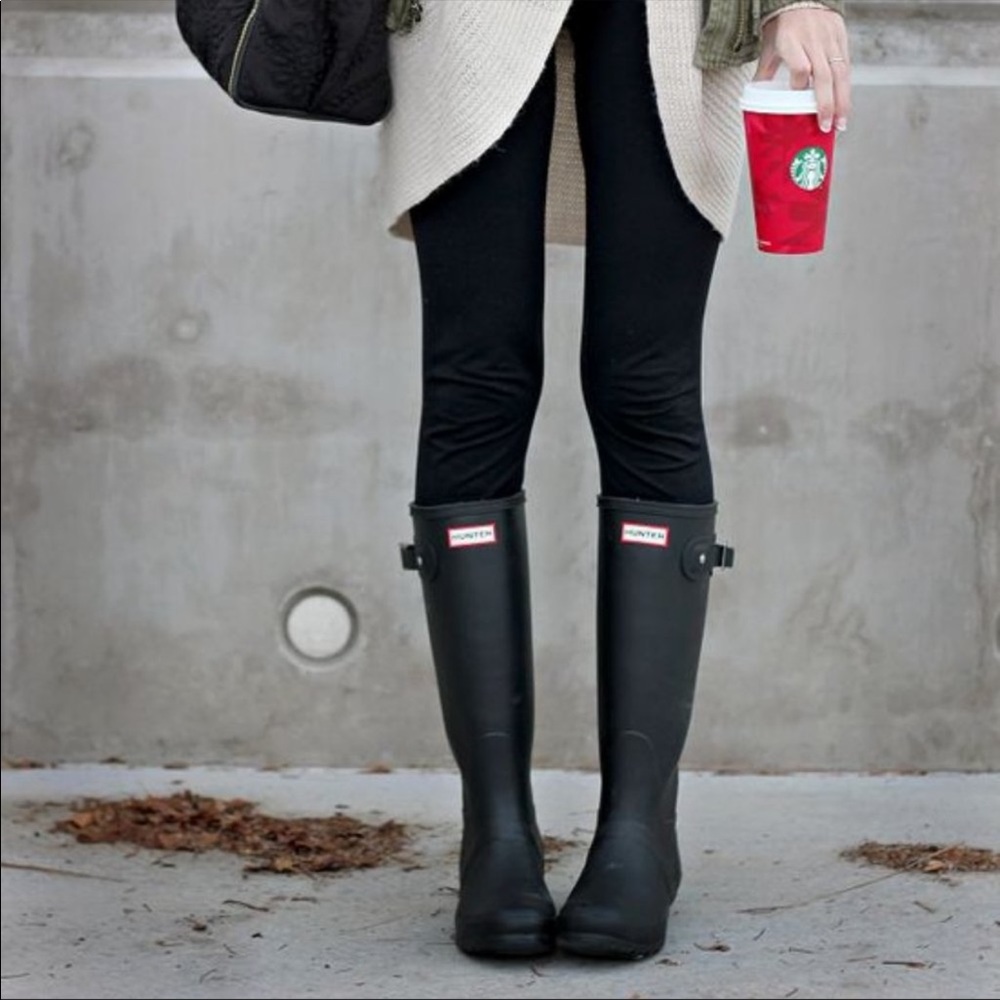HUNTER | Black Matte Tall Rain Winter Snow Waterproof Boots US 4